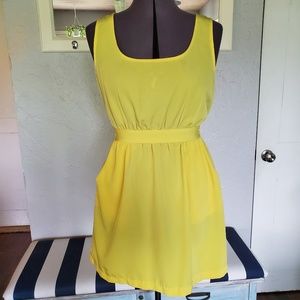 Mini Yellow Sun Dress w/Pockets